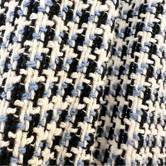 ZARA Tweed Button Front Pinafore Mini Dress Sleeveless Blue Black White Sz Small - Picture 10 of 10